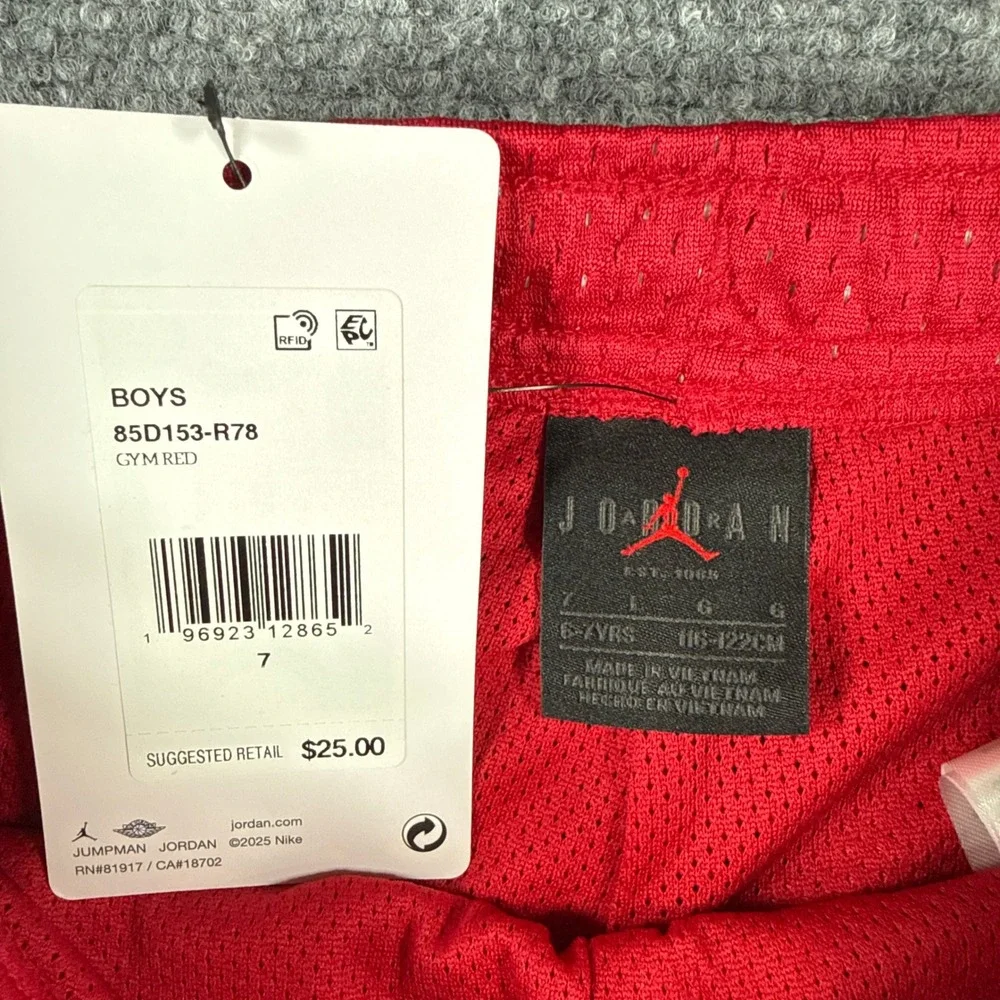 Jordan Boys Large 6-7 Yrs Red Mesh Gym Basketball Shorts NWT